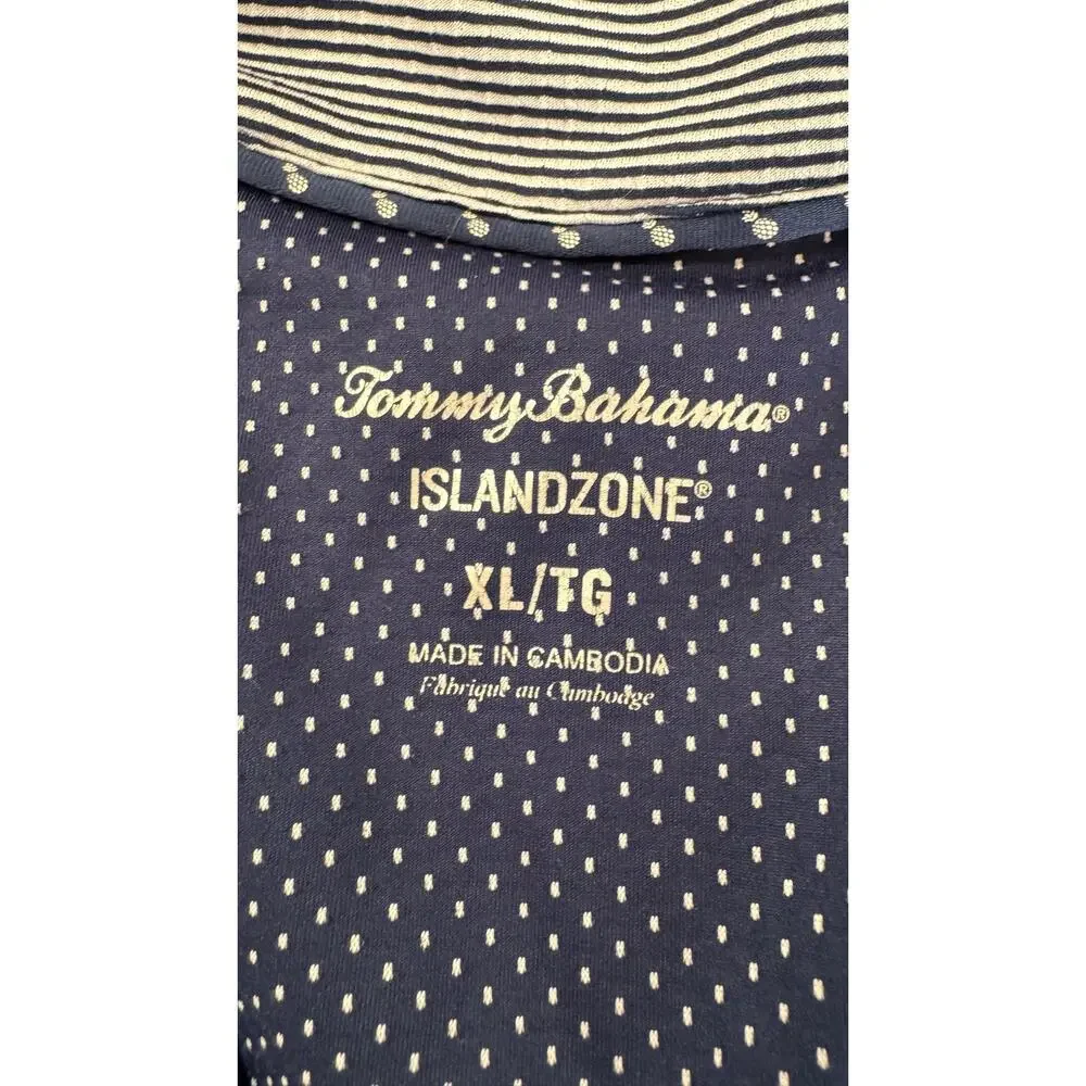 Tommy Bahama IslandZone Sleeveless Zip Polo Top XL Striped Activewear